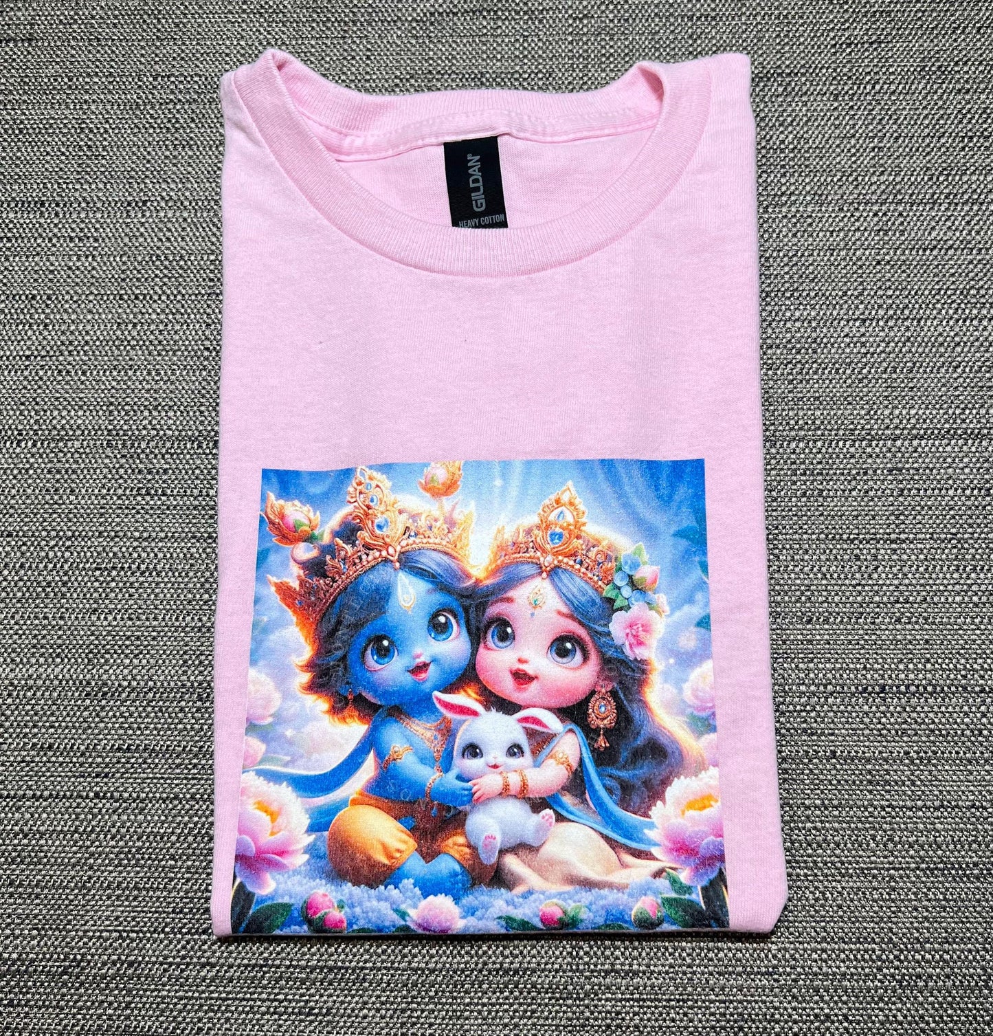 Kids T-Shirt Adorable Custom Radha-Krishna Devotional Gift - Size Medium