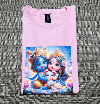 Kids T-Shirt Adorable Custom Radha-Krishna Devotional Gift - Size Medium