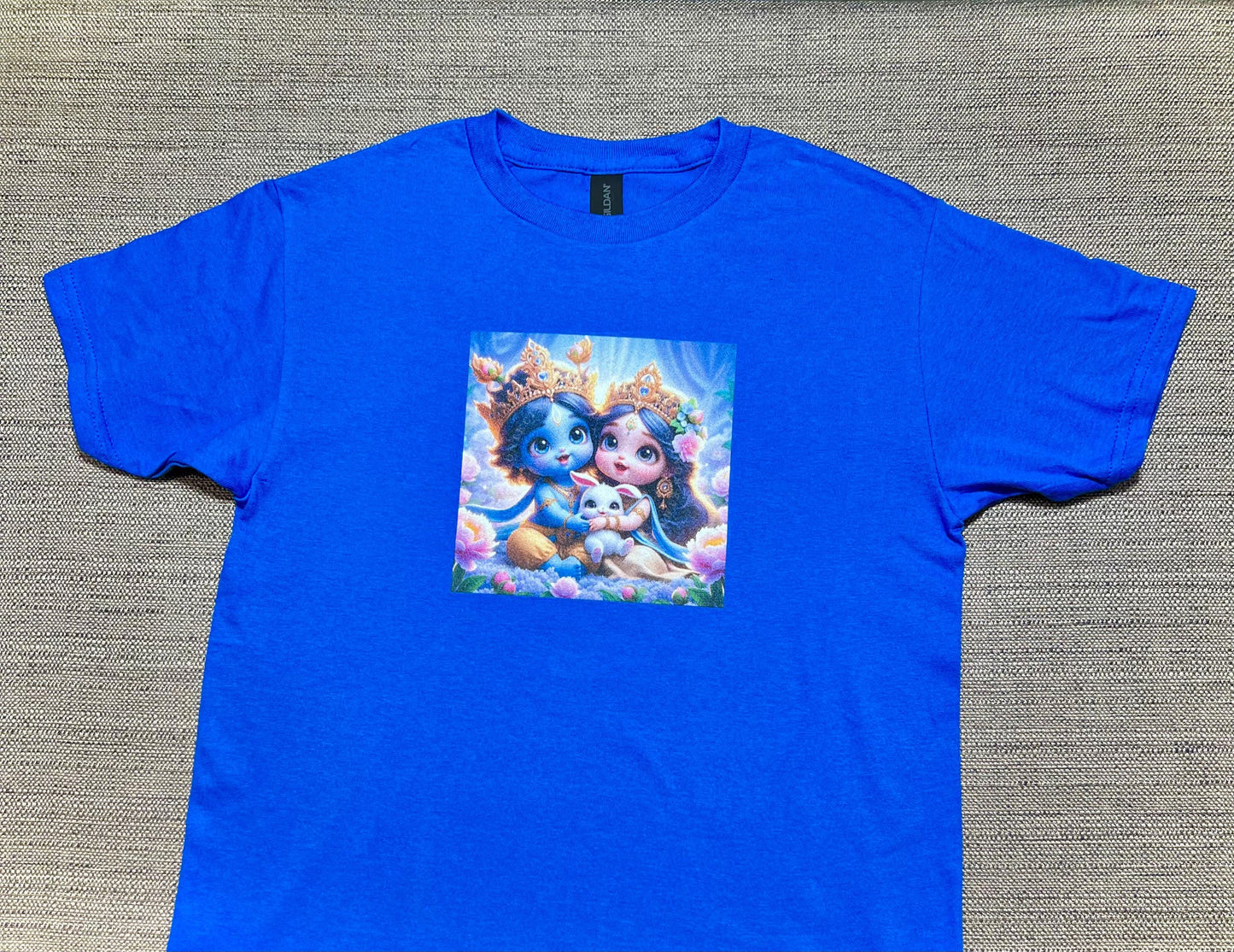 Kids T-Shirt Adorable Custom Radha-Krishna Devotional Gift - Size Medium
