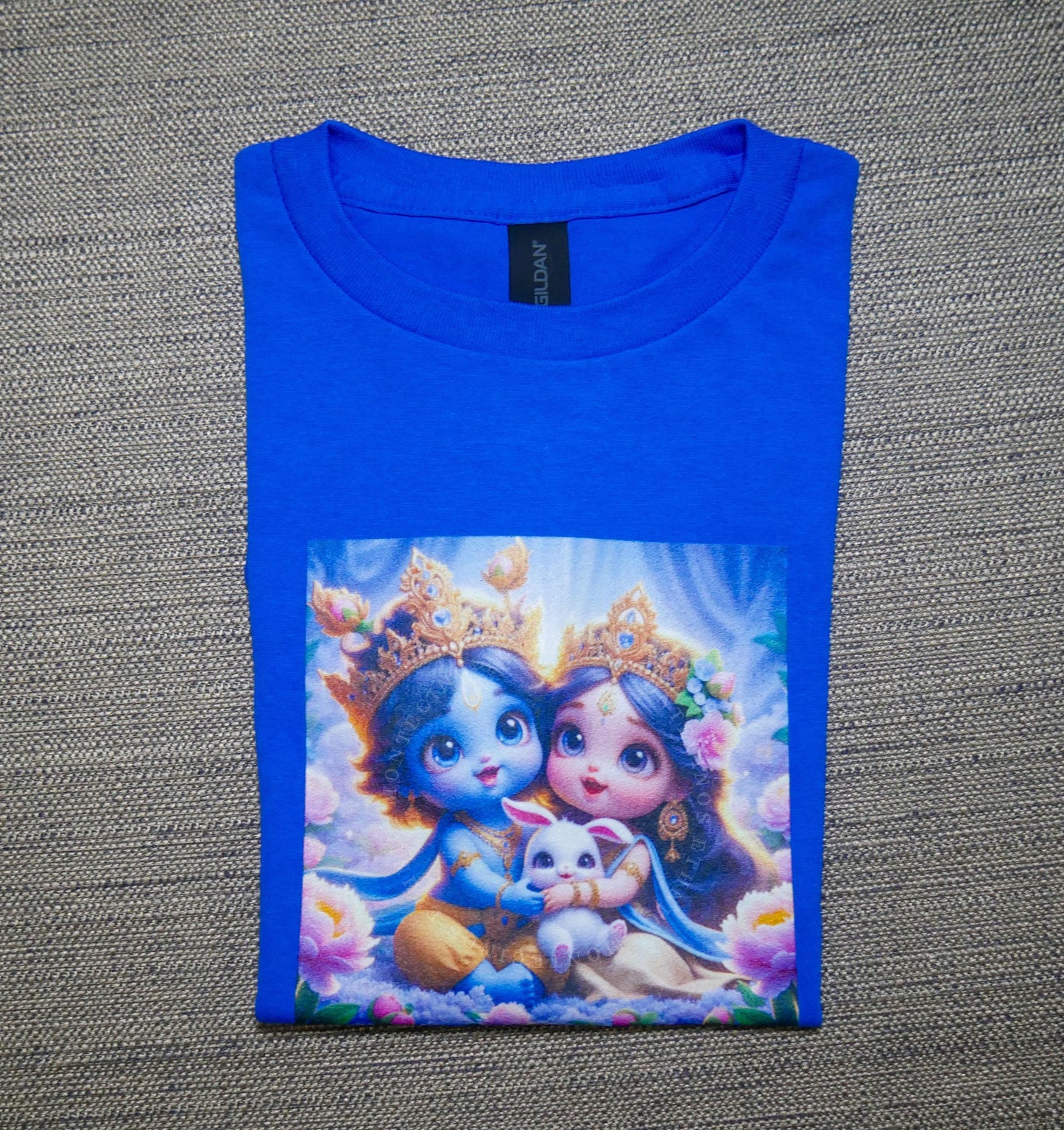 Kids T-Shirt Adorable Custom Radha-Krishna Devotional Gift - Size Medium