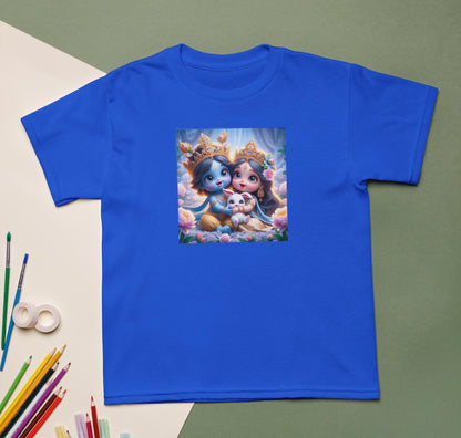 Kids T-Shirt Adorable Custom Radha-Krishna Devotional Gift - Size Medium