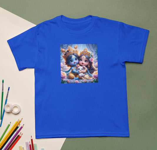 Kids T-Shirt Adorable Custom Radha-Krishna Devotional Gift - Size Medium