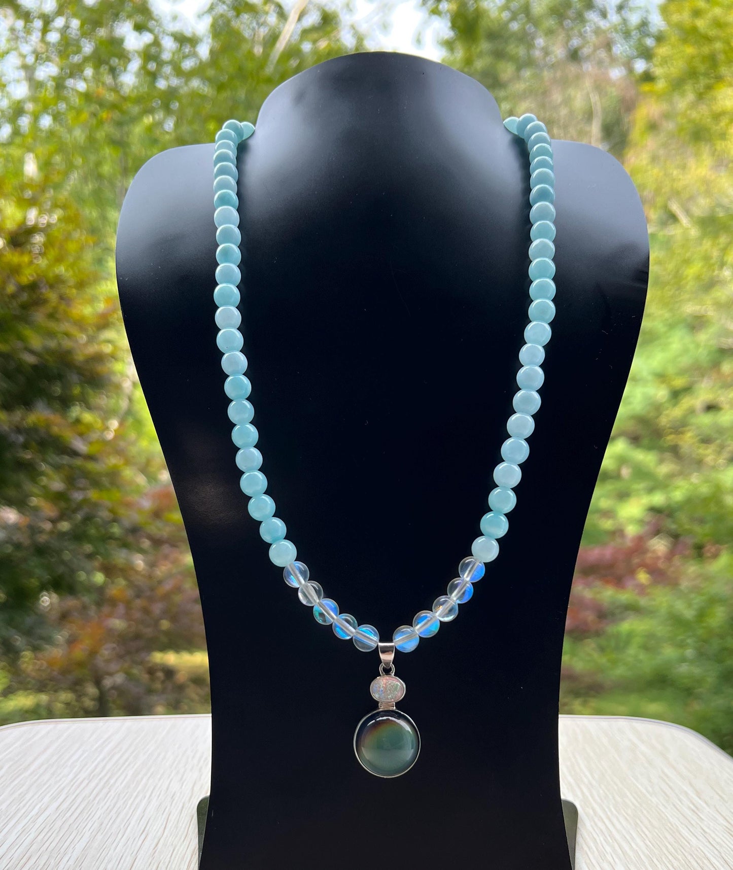 Mirage Mood Necklace Sterling Silver Pendant | Handmade Gemstone Blessing Jewelry Gift