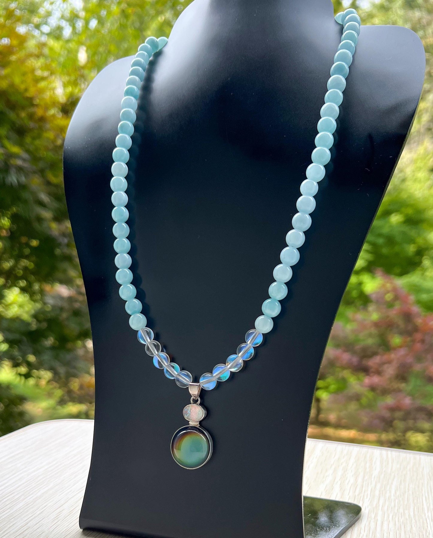 Mirage Mood Necklace Sterling Silver Pendant | Handmade Gemstone Blessing Jewelry Gift