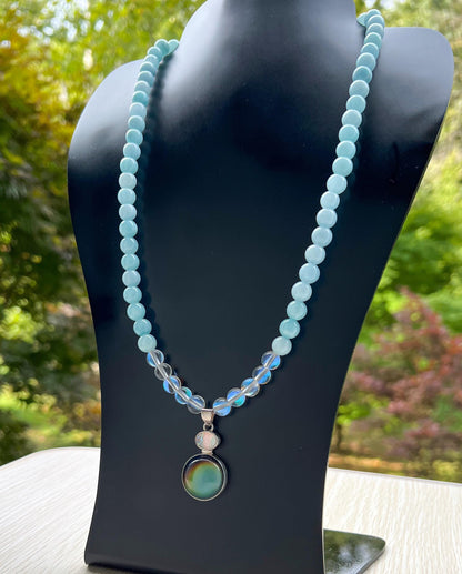 Mirage Mood Necklace Sterling Silver Pendant | Handmade Gemstone Blessing Jewelry Gift