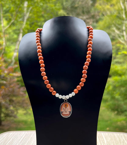 Guanyin Buddha Necklace Choker | Handmade Crystal Beads Jewelry Gift - 18" Long