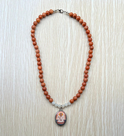 Guanyin Buddha Necklace Choker | Handmade Crystal Beads Jewelry Gift - 18" Long