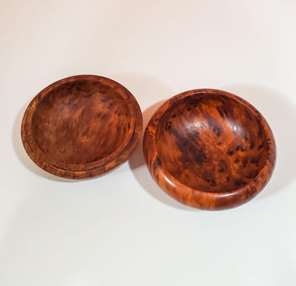 Vintage Thuya Burl Wood Round Trinket Collectible Box | Moroccan Handmade Keepsake