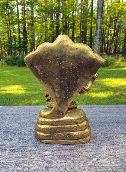 13" Vintage Astadhatu Brass Lakshmi Narasimha Adisesa Murti Deity Statue - Very Heavy