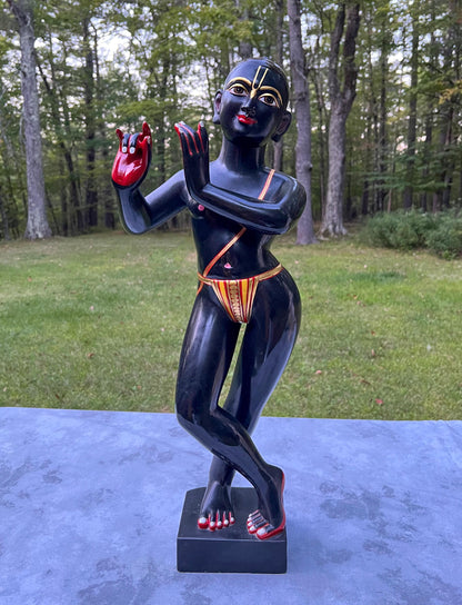 Vintage Marble Radha-Krishna Deities: 27" Hand Carved Mandir Statues