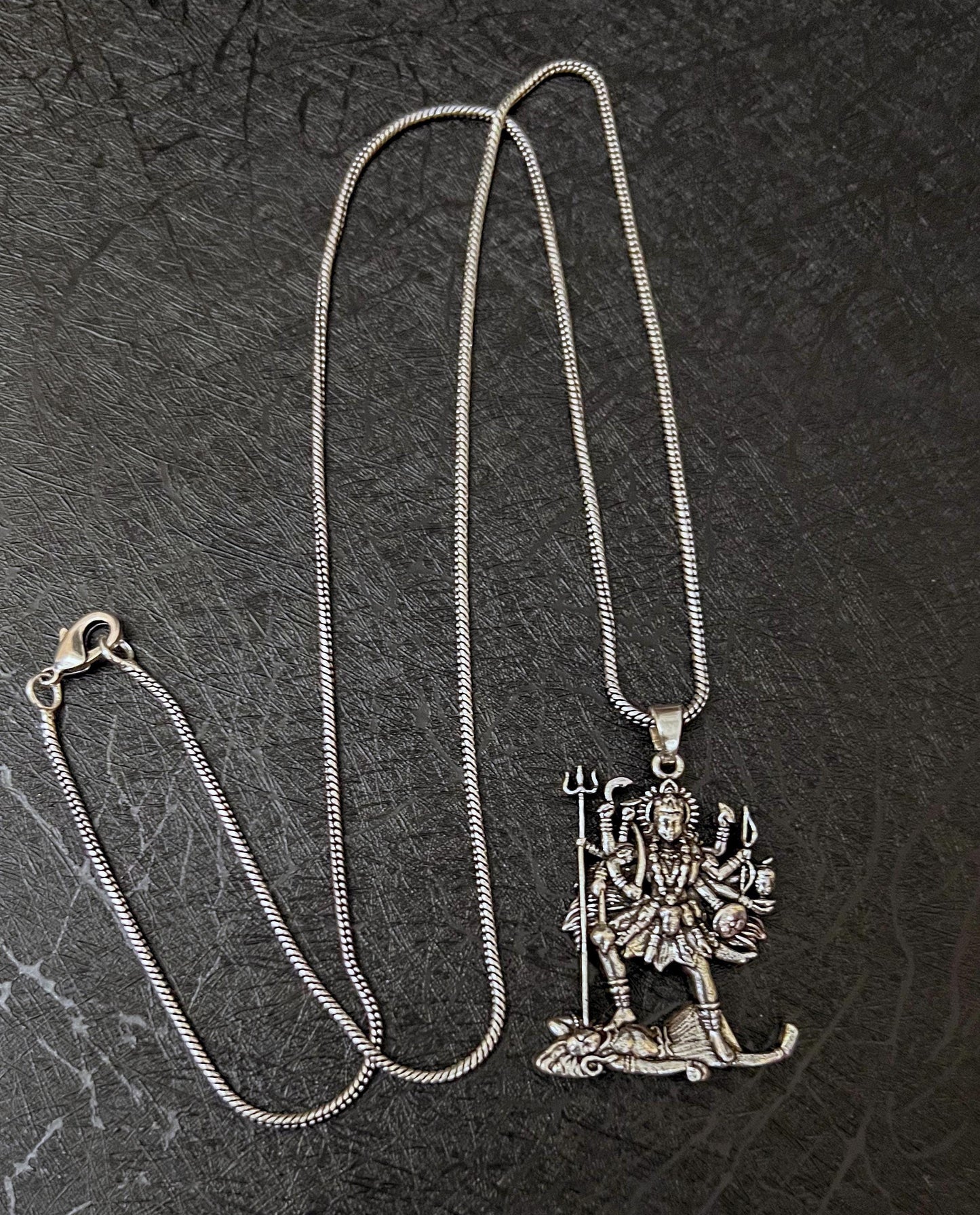 Kali Maa Men’s Necklace • Silver Plated Brass Pendant  • Hindu Goddess Amulet • Spiritual Men’s Jewelry