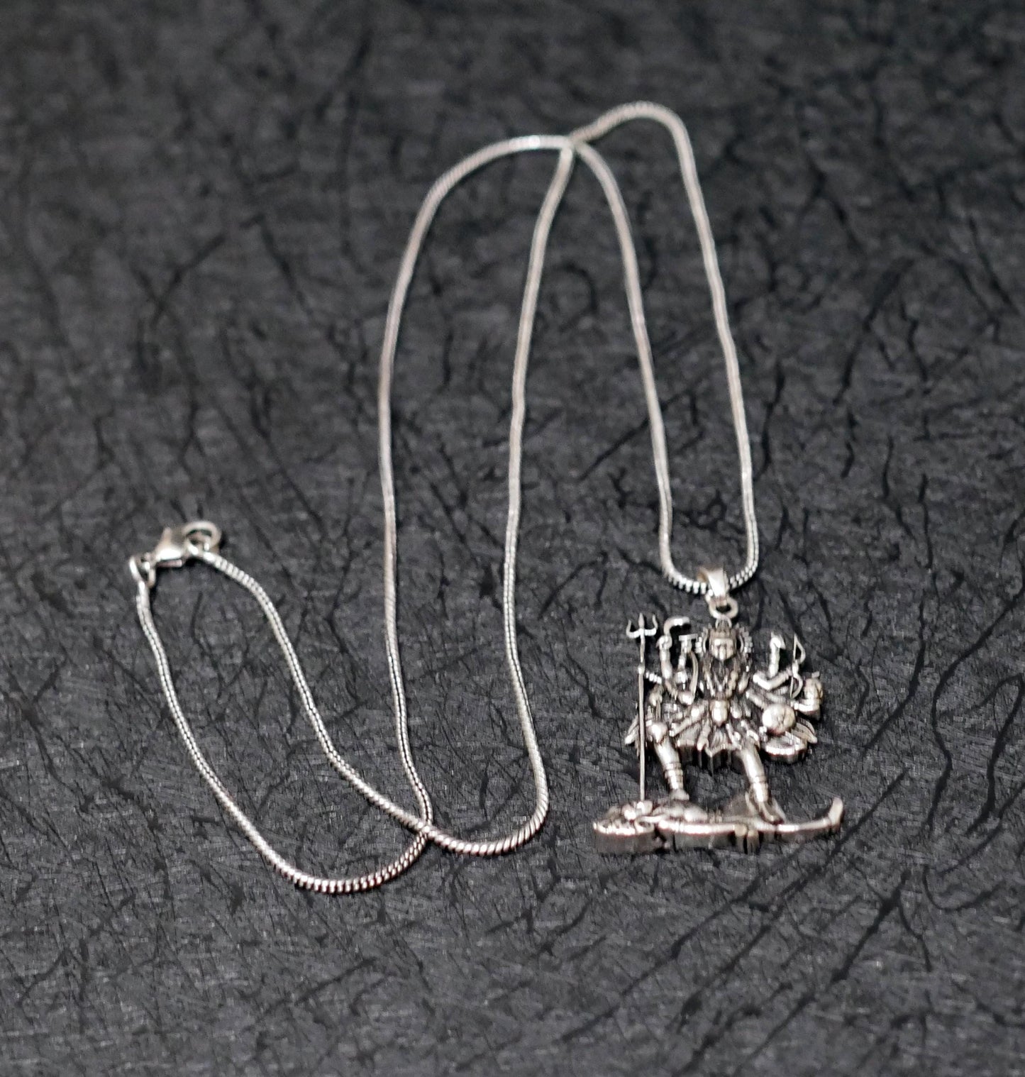 Kali Maa Men’s Necklace • Silver Plated Brass Pendant  • Hindu Goddess Amulet • Spiritual Men’s Jewelry