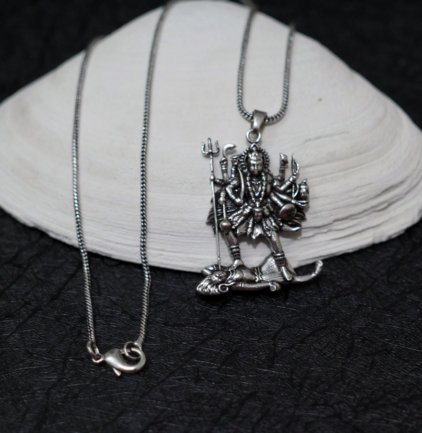 Kali Maa Men’s Necklace • Silver Plated Brass Pendant  • Hindu Goddess Amulet • Spiritual Men’s Jewelry