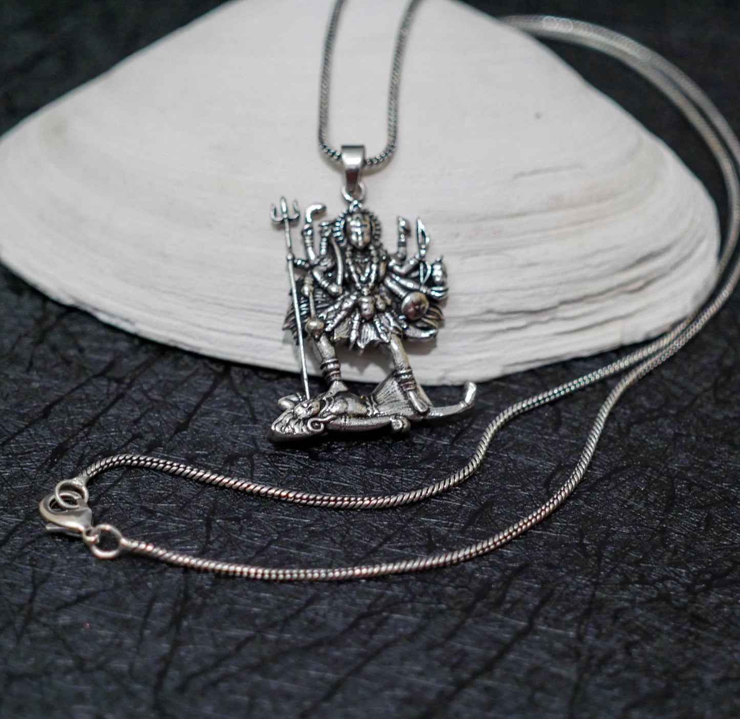 Kali Maa Men’s Necklace • Silver Plated Brass Pendant  • Hindu Goddess Amulet • Spiritual Men’s Jewelry