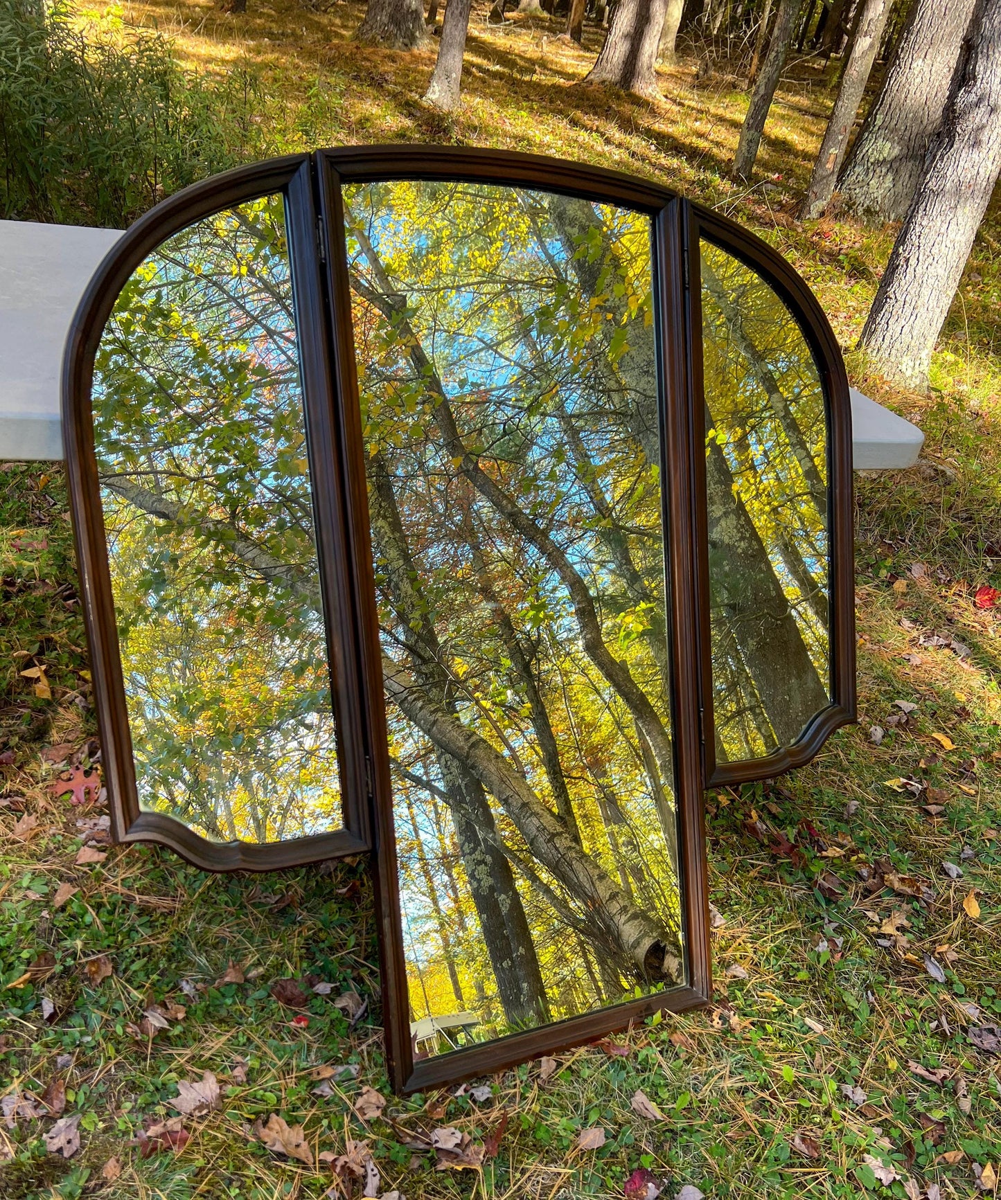 45" Tall Antique Solid Wood Mirror – Original Glass & Hardware - Very heavy