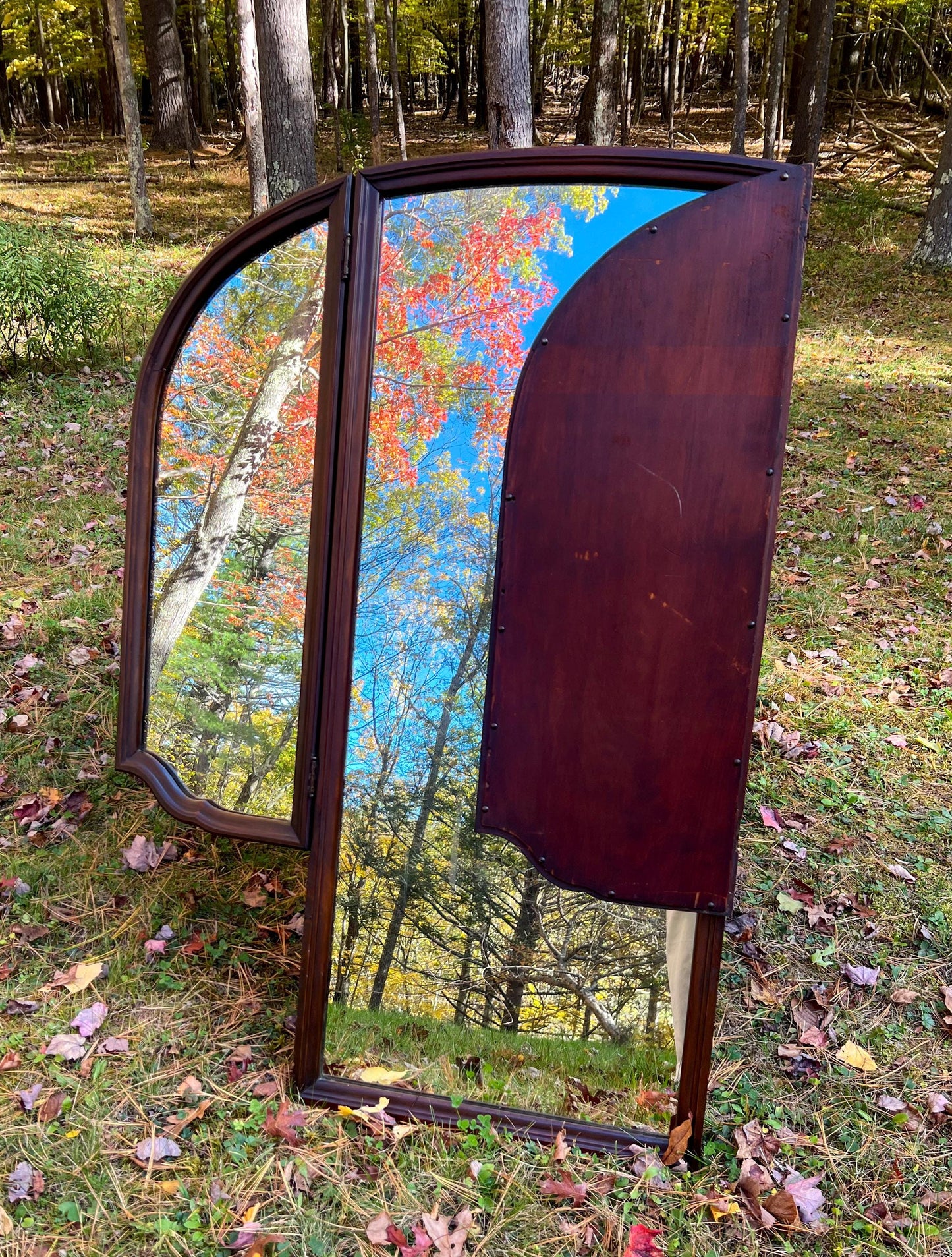 45" Tall Antique Solid Wood Mirror – Original Glass & Hardware - Very heavy