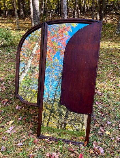 45" Tall Antique Solid Wood Mirror – Original Glass & Hardware - Very heavy