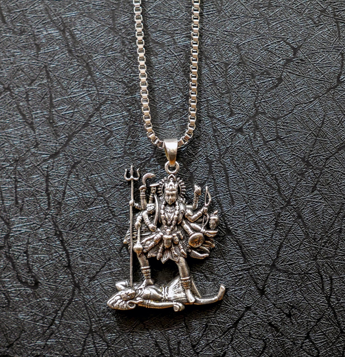 Kali Maa Necklace • Silver Plated Brass Pendant • Hindu Goddess Jewelry • Spiritual Gift