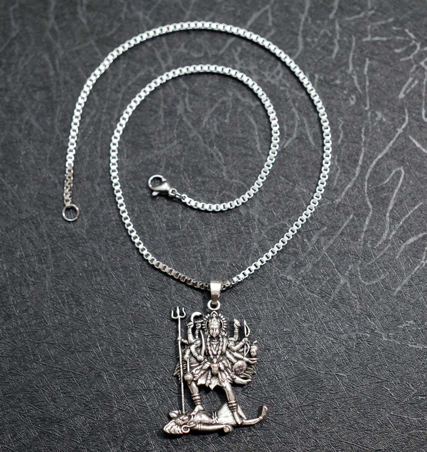 Kali Maa Necklace • Silver Plated Brass Pendant • Hindu Goddess Jewelry • Spiritual Gift