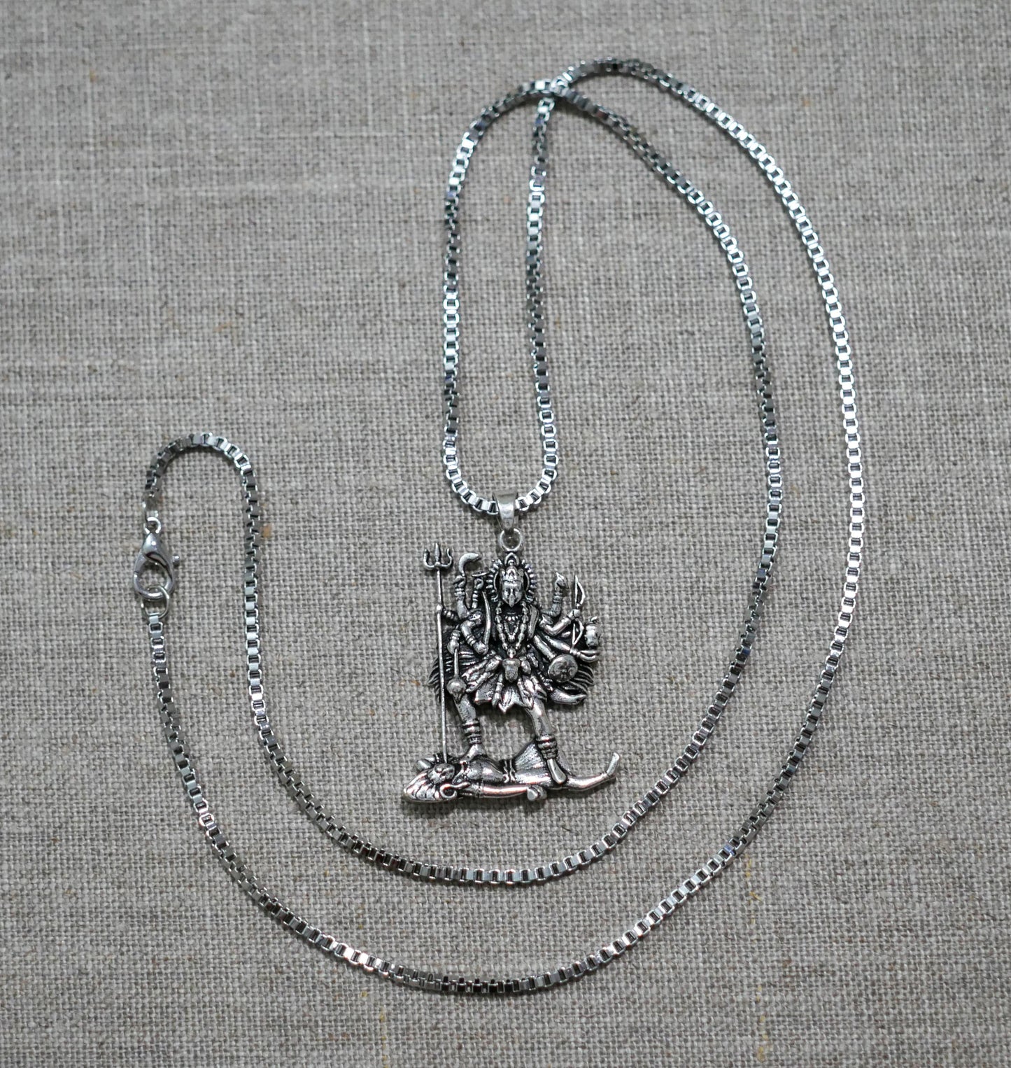 Kali Maa Necklace • Silver Plated Brass Pendant • Hindu Goddess Jewelry • Spiritual Gift