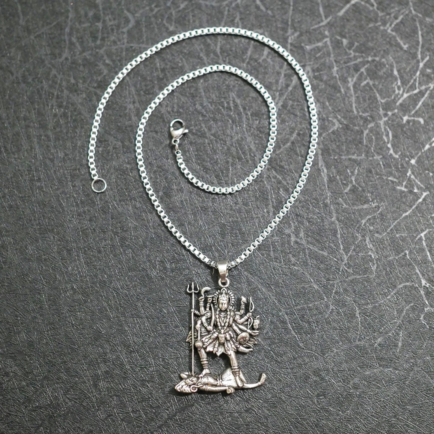 Kali Maa Necklace • Silver Plated Brass Pendant • Hindu Goddess Jewelry • Spiritual Gift