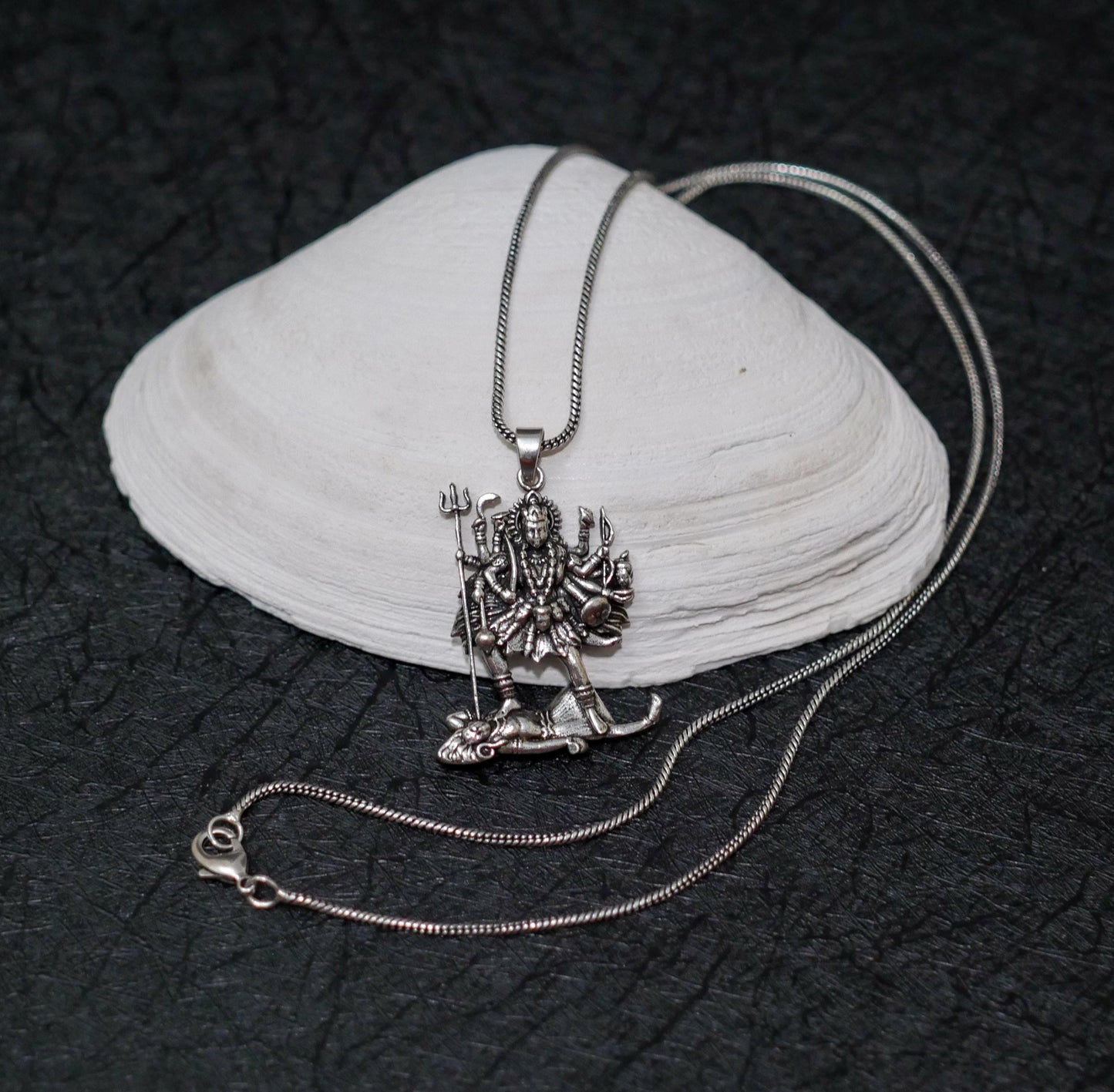Kali Maa Men’s Necklace • Silver Plated Brass Pendant  • Hindu Goddess Amulet • Spiritual Men’s Jewelry