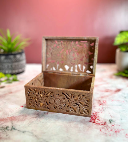 Hand Carved Soapstone Jewelry Trinket Box | Restored Vintage Keepsake Storage