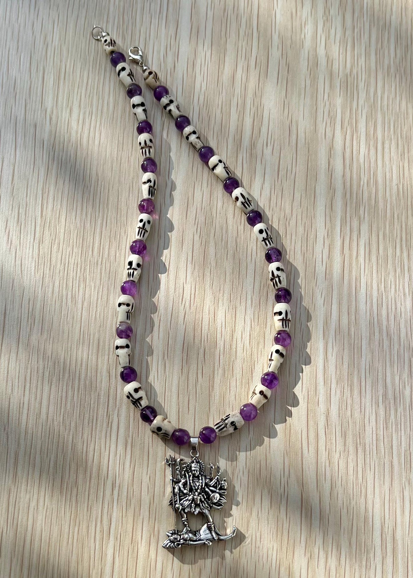 Kali Necklace | Handmade Hinduism Goddess Amethyst Jewelry Gift - 17.5" Long