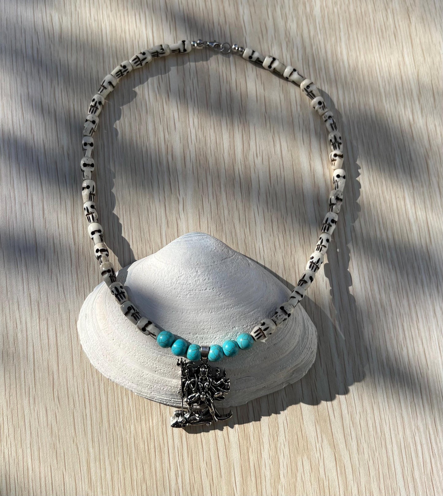 Kali Maa Necklace | Handmade Hinduism Goddess Turquoise Jewelry Gift - 19.5" Long