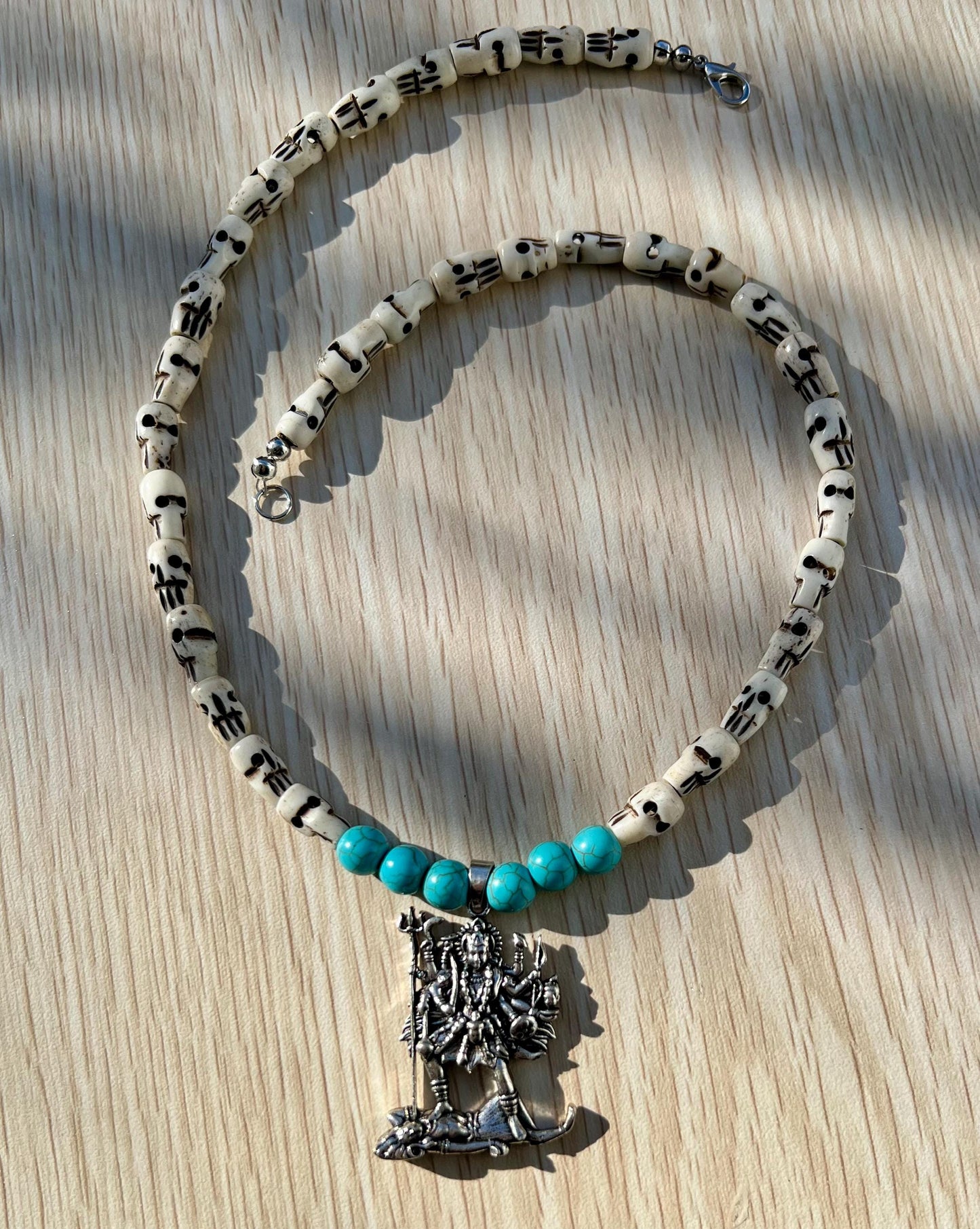 Kali Maa Necklace | Handmade Hinduism Goddess Turquoise Jewelry Gift - 19.5" Long