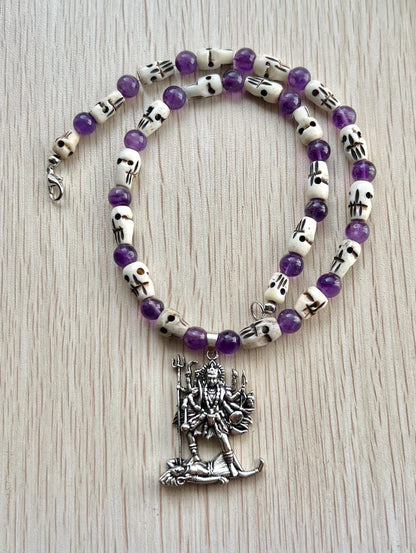 Kali Necklace | Handmade Hinduism Goddess Amethyst Jewelry Gift - 17.5" Long