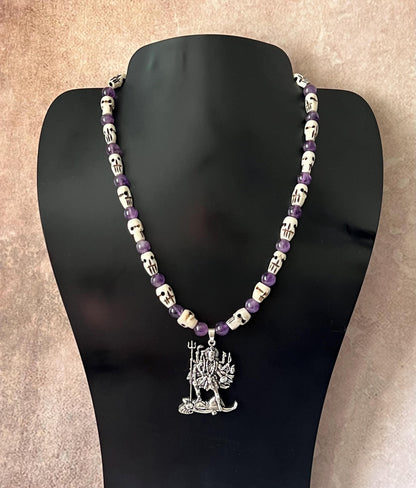 Kali Necklace | Handmade Hinduism Goddess Amethyst Jewelry Gift - 17.5" Long