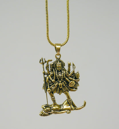 Kali Maa Charm Necklace •   Hindu Goddess Amulet Brass Pendant • Spiritual Jewelry