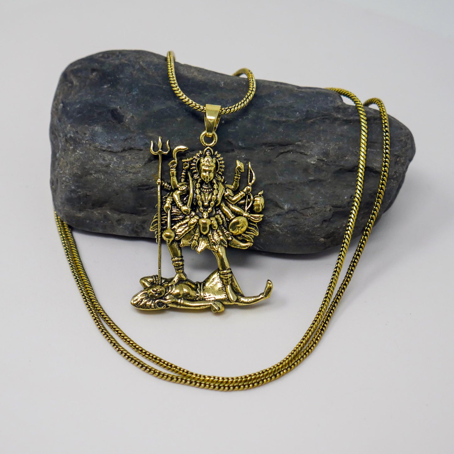 Kali Maa Charm Necklace •   Hindu Goddess Amulet Brass Pendant • Spiritual Jewelry