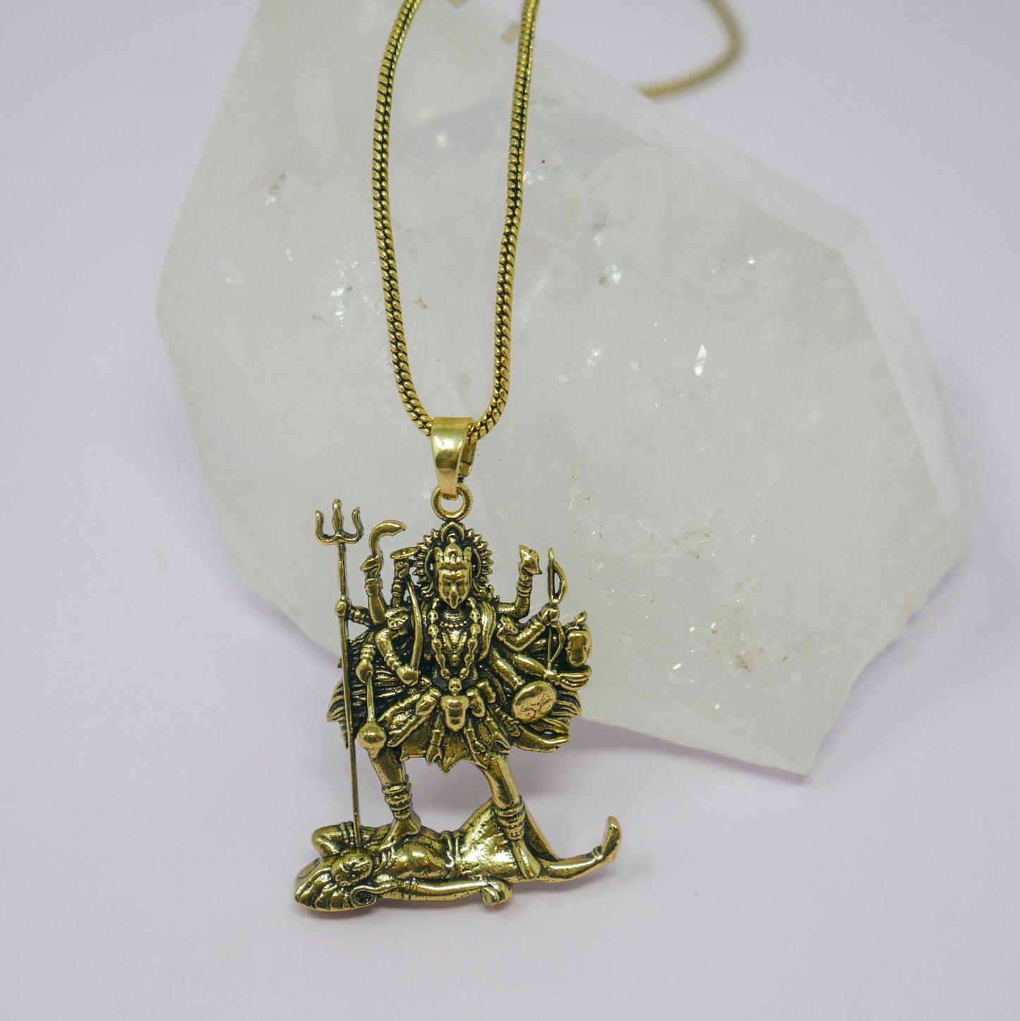 Kali Maa Charm Necklace •   Hindu Goddess Amulet Brass Pendant • Spiritual Jewelry