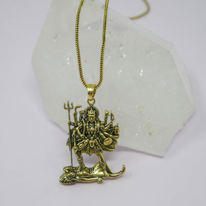 Kali Maa Charm Necklace •   Hindu Goddess Amulet Brass Pendant • Spiritual Jewelry