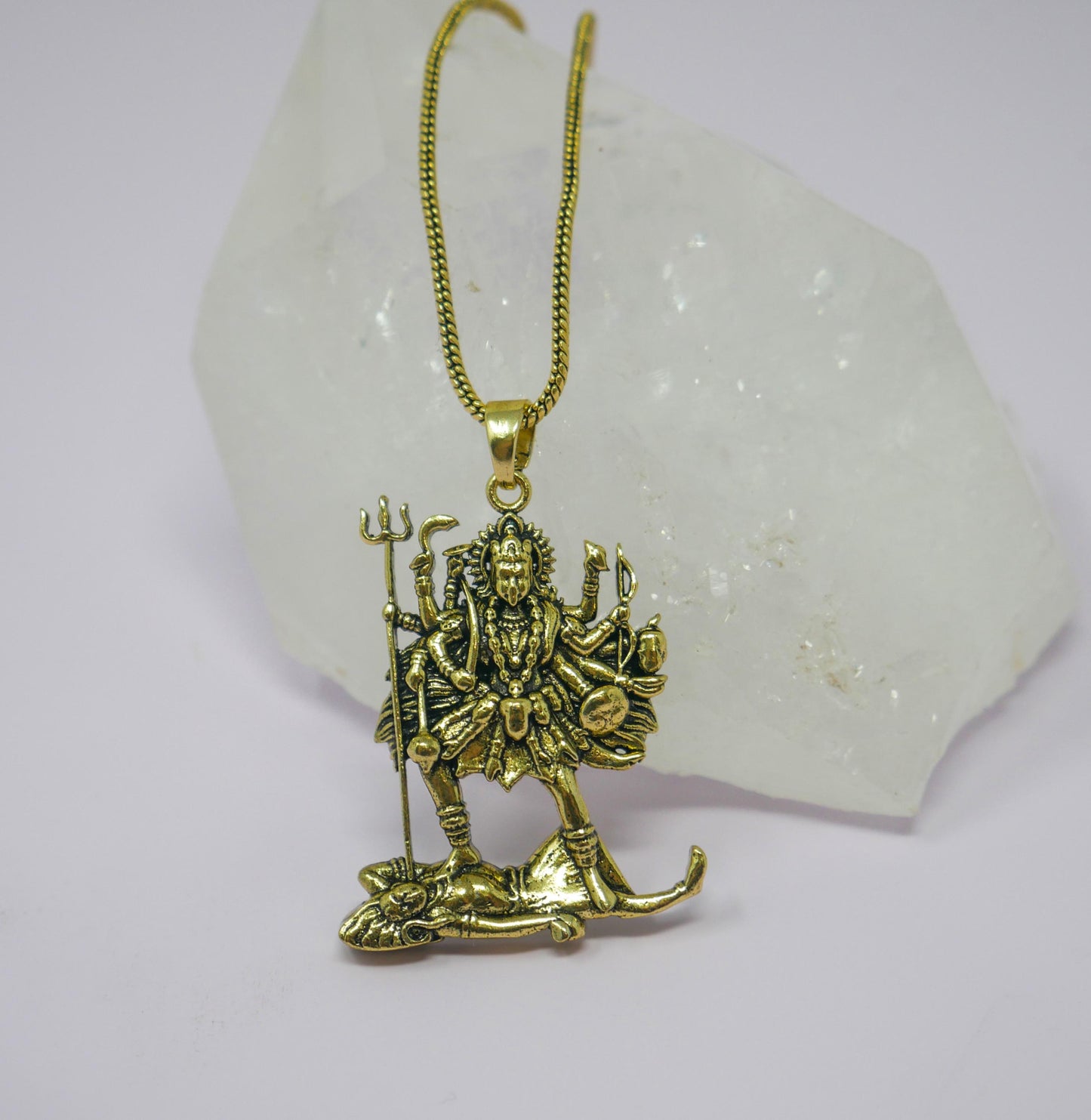 Kali Maa Charm Necklace •   Hindu Goddess Amulet Brass Pendant • Spiritual Jewelry