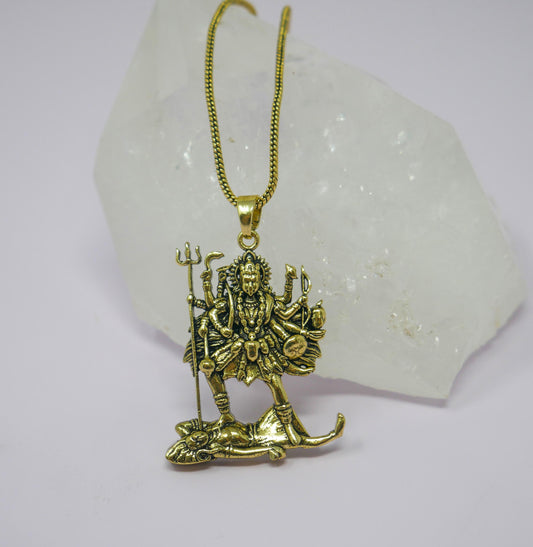 Kali Maa Charm Necklace •   Hindu Goddess Amulet Brass Pendant • Spiritual Jewelry