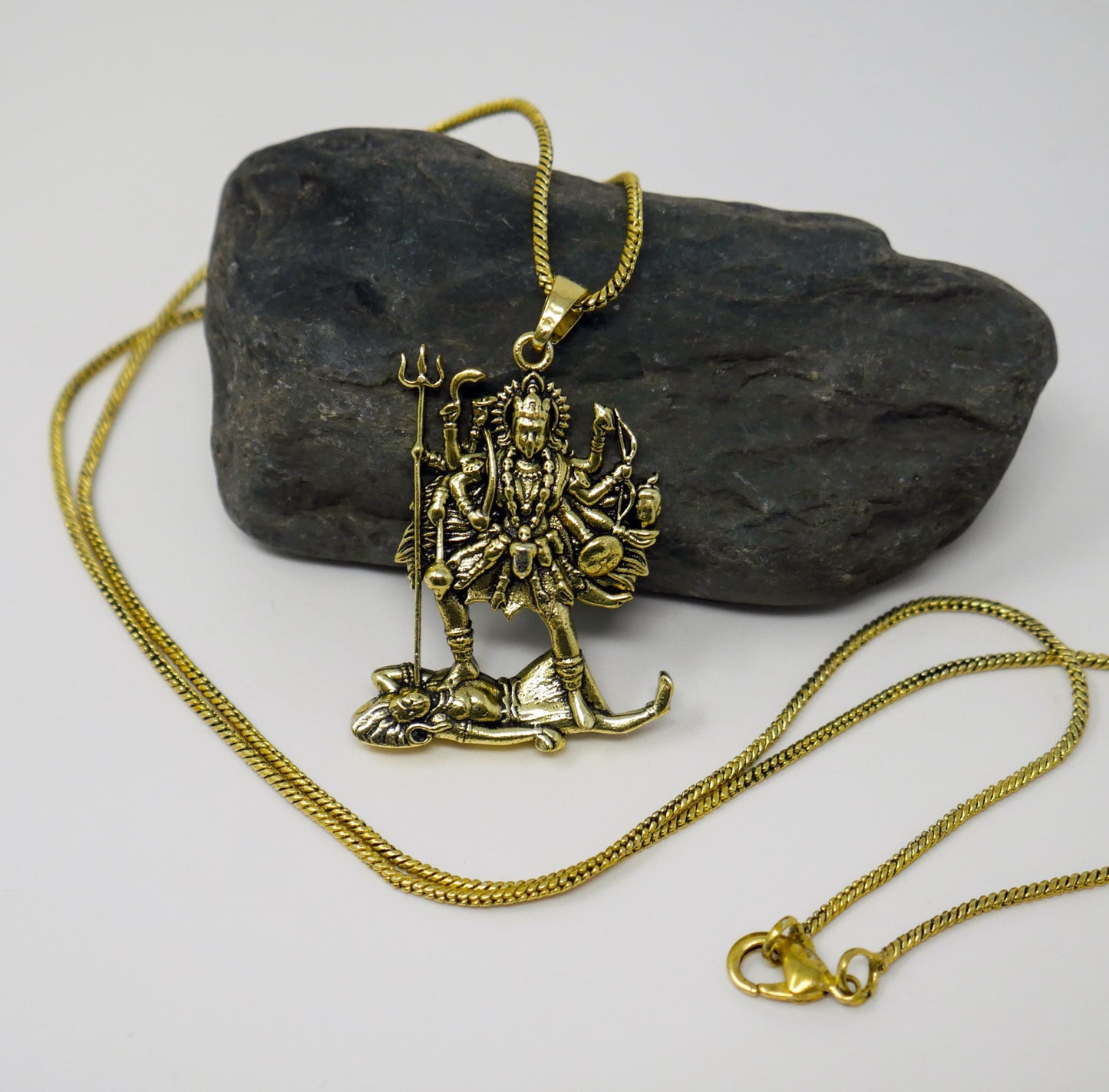 Kali Maa Charm Necklace •   Hindu Goddess Amulet Brass Pendant • Spiritual Jewelry
