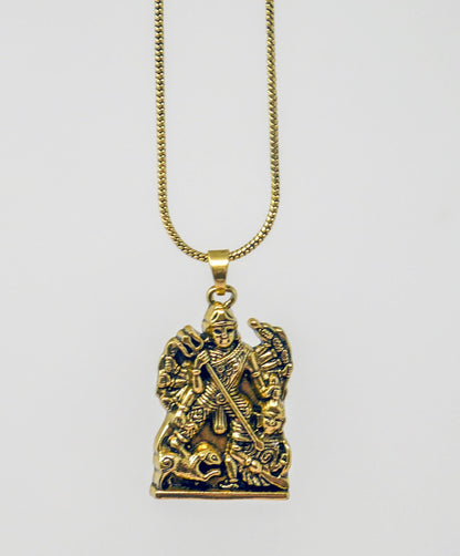 Durga Maa Brass Charm Necklace • Hindu Goddess Spiritual Protection Jewelry