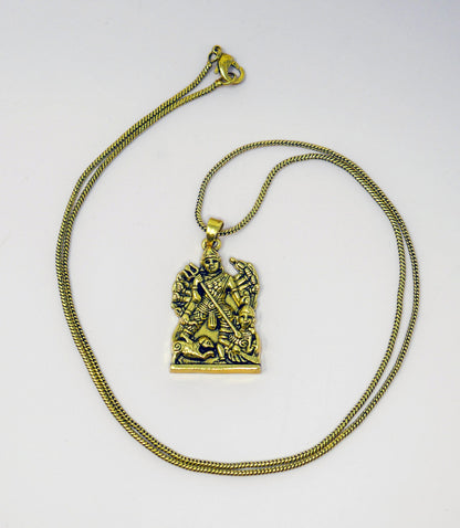 Durga Maa Brass Charm Necklace • Hindu Goddess Spiritual Protection Jewelry