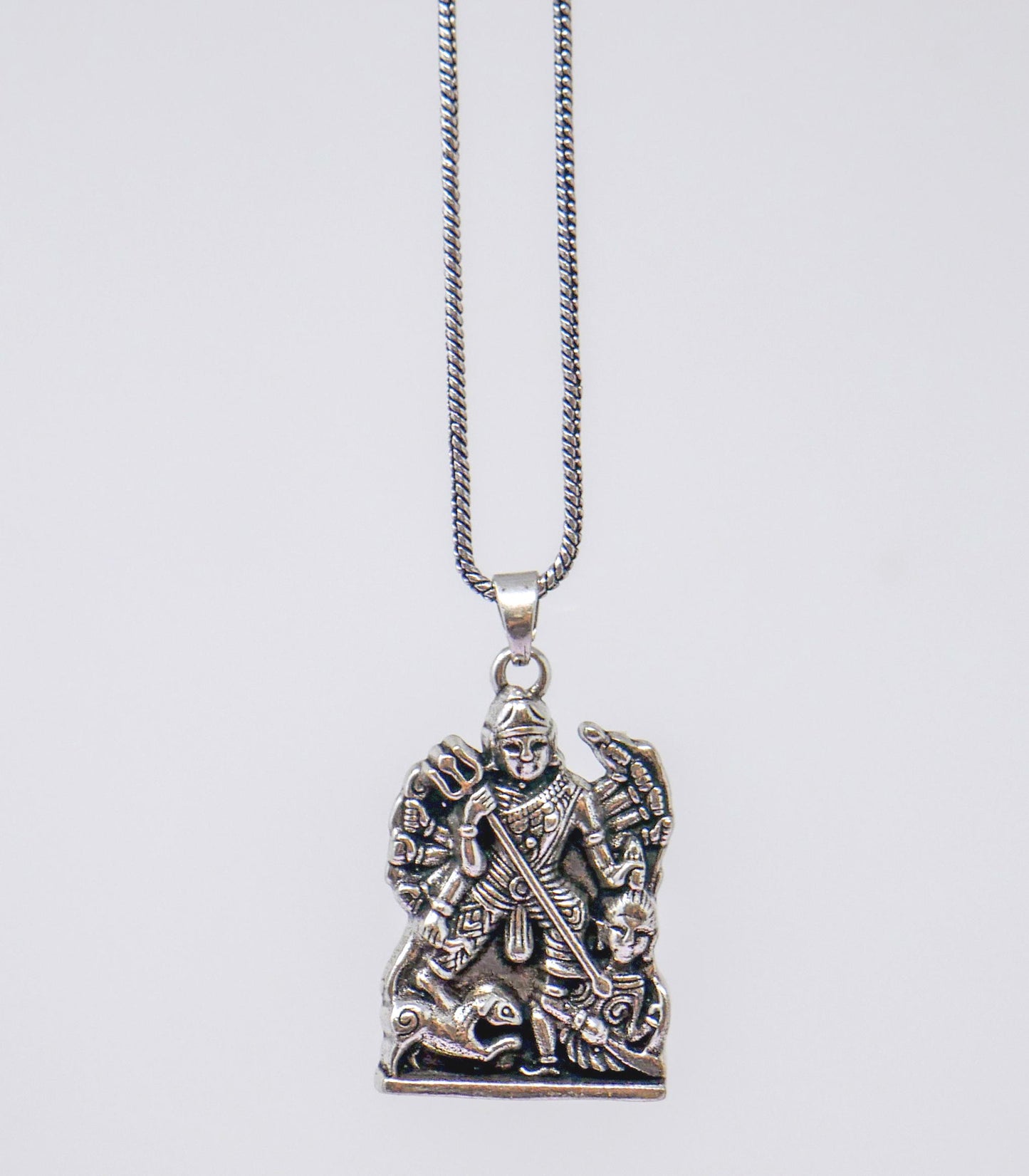 Durga Maa Brass Pendant Necklace • Hindu Goddess Spiritual Protection Jewelry