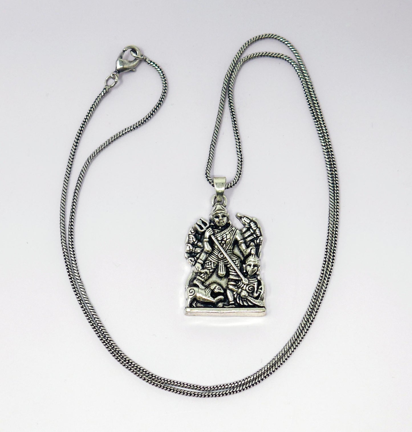 Durga Maa Brass Pendant Necklace • Hindu Goddess Spiritual Protection Jewelry