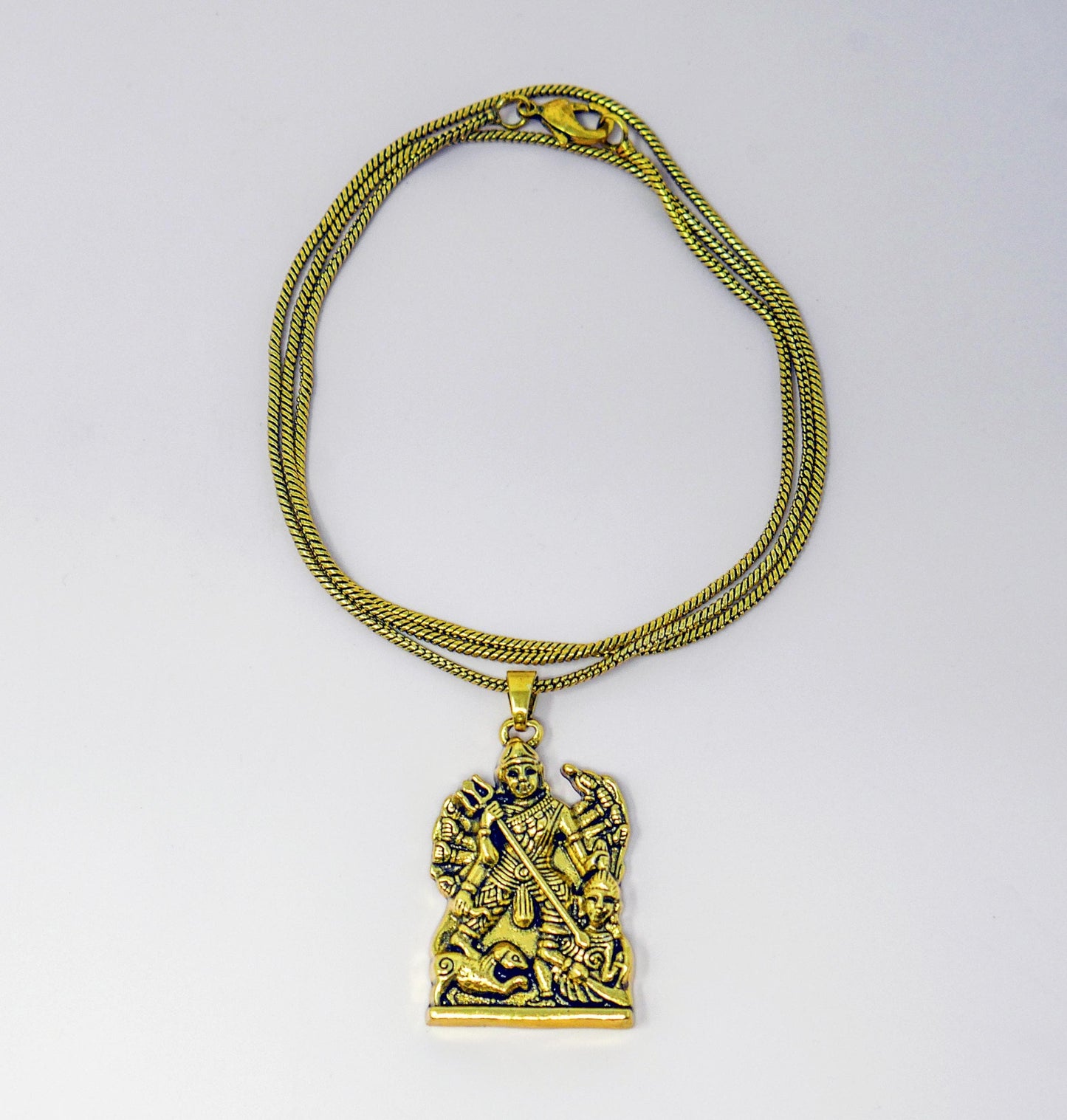 Durga Maa Brass Charm Necklace • Hindu Goddess Spiritual Protection Jewelry