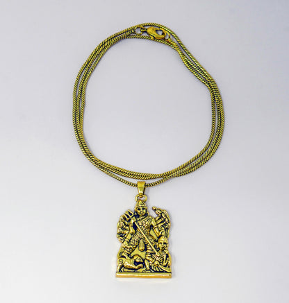 Durga Maa Brass Charm Necklace • Hindu Goddess Spiritual Protection Jewelry