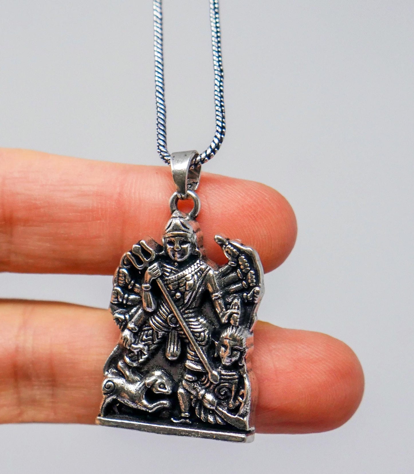 Durga Maa Brass Pendant Necklace • Hindu Goddess Spiritual Protection Jewelry