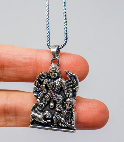 Durga Maa Brass Pendant Necklace • Hindu Goddess Spiritual Protection Jewelry