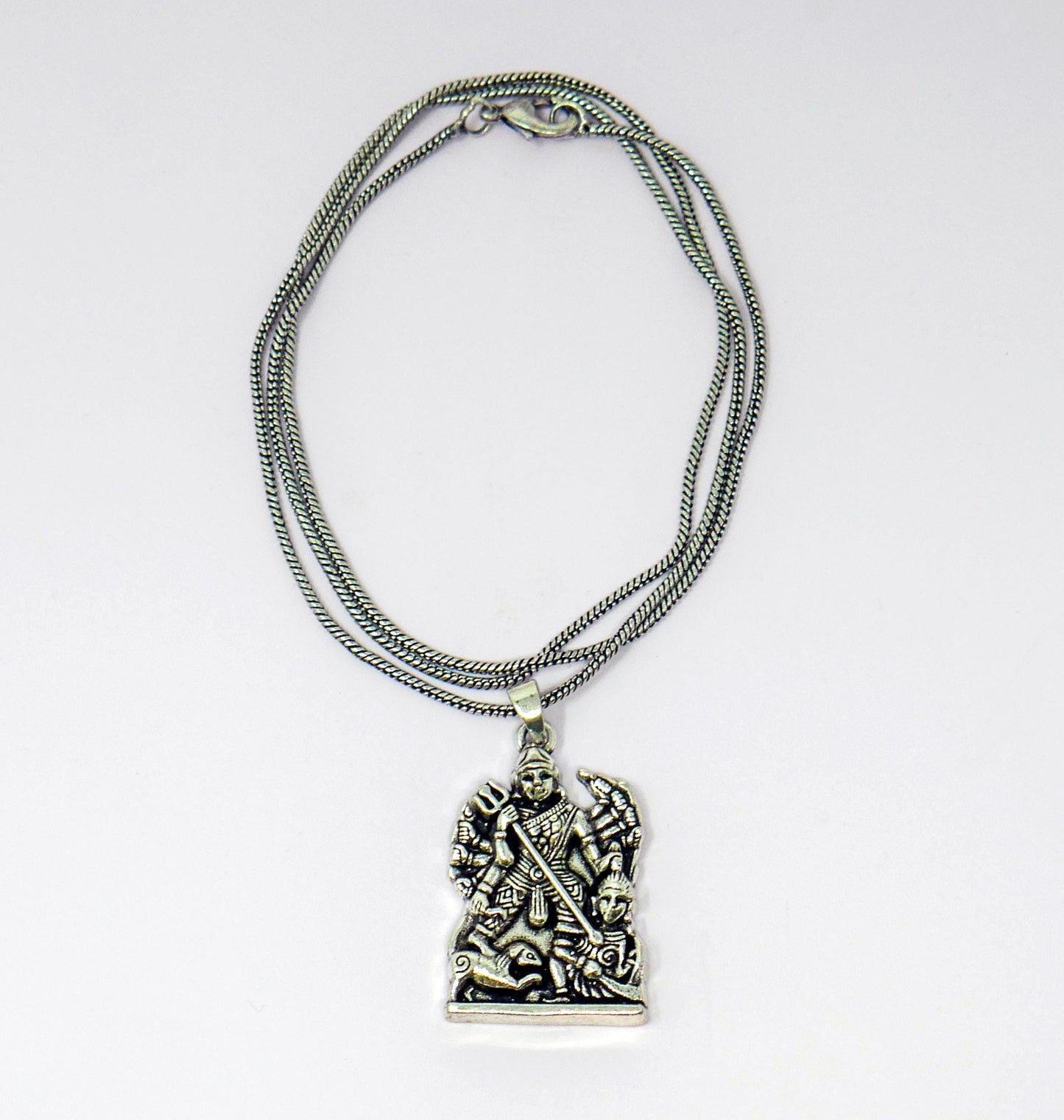 Durga Maa Brass Pendant Necklace • Hindu Goddess Spiritual Protection Jewelry