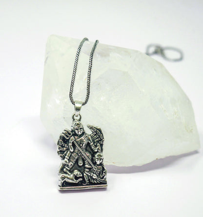 Durga Maa Brass Pendant Necklace • Hindu Goddess Spiritual Protection Jewelry