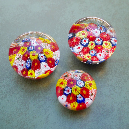 Vintage Art Glass Vintage Millefiori Paperweight | Collectible Decor - Set of 3